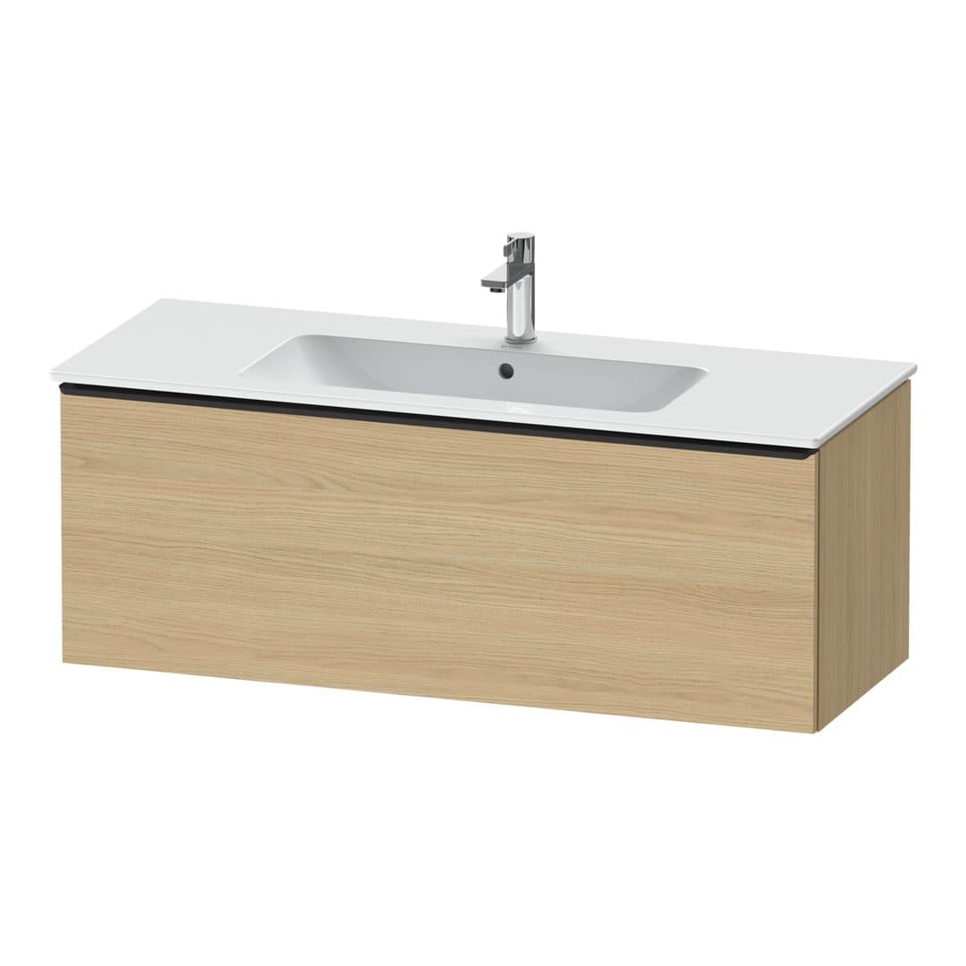 Duravit D-Neo – Έπιπλο Νιπτήρα – 1210 mm, 1 συρτάρι, νιπτήρας κέντρο, Diamond black Matt – Natural oak, Decor (DE42640BD300000)