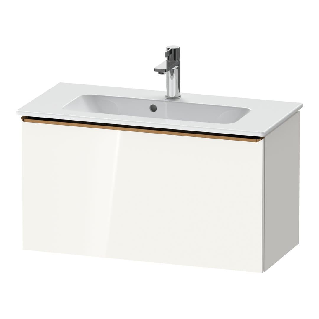 Duravit D-Neo – Έπιπλο Νιπτήρα – 810 mm, 1 συρτάρι, νιπτήρας κέντρο, Compact, Bronze Brushed – White High Gloss, Decor (DE4269004220000)