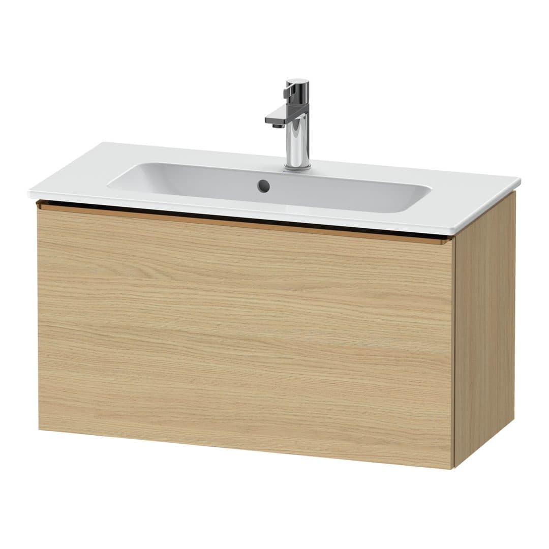 Duravit D-Neo – Έπιπλο Νιπτήρα – 810 mm, 1 συρτάρι, νιπτήρας κέντρο, Compact, Bronze Brushed – Natural oak, Decor (DE4269004300000)