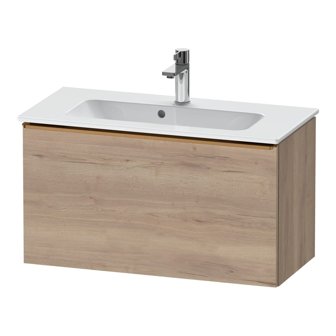 Duravit D-Neo – Έπιπλο Νιπτήρα – 810 mm, 1 συρτάρι, νιπτήρας κέντρο, Compact, Bronze Brushed – Marbled Oak Matt, Decor (DE4269004550000)