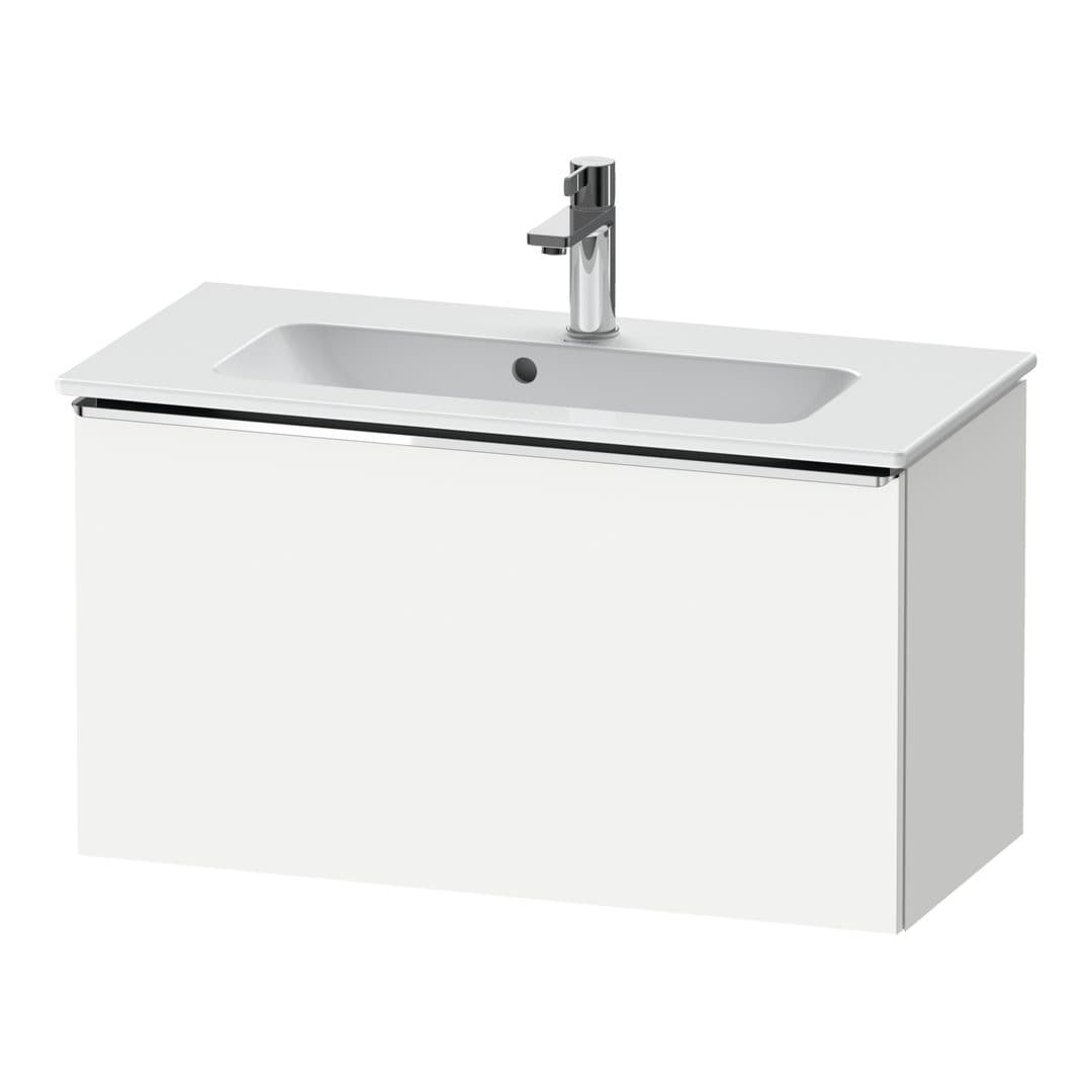 Duravit D-Neo – Έπιπλο Νιπτήρα – 810 mm, 1 συρτάρι, νιπτήρας κέντρο, Compact, Chrome High Gloss – White Matt, Decor (DE4269010180000)
