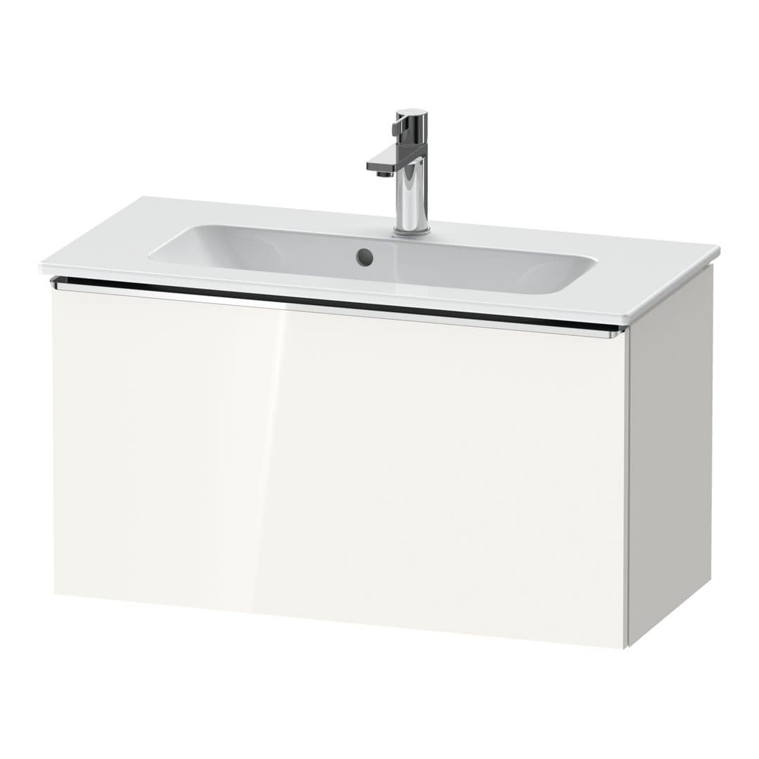 Duravit D-Neo – Έπιπλο Νιπτήρα – 810 mm, 1 συρτάρι, νιπτήρας κέντρο, Compact, Chrome High Gloss – White High Gloss, Decor (DE4269010220000)