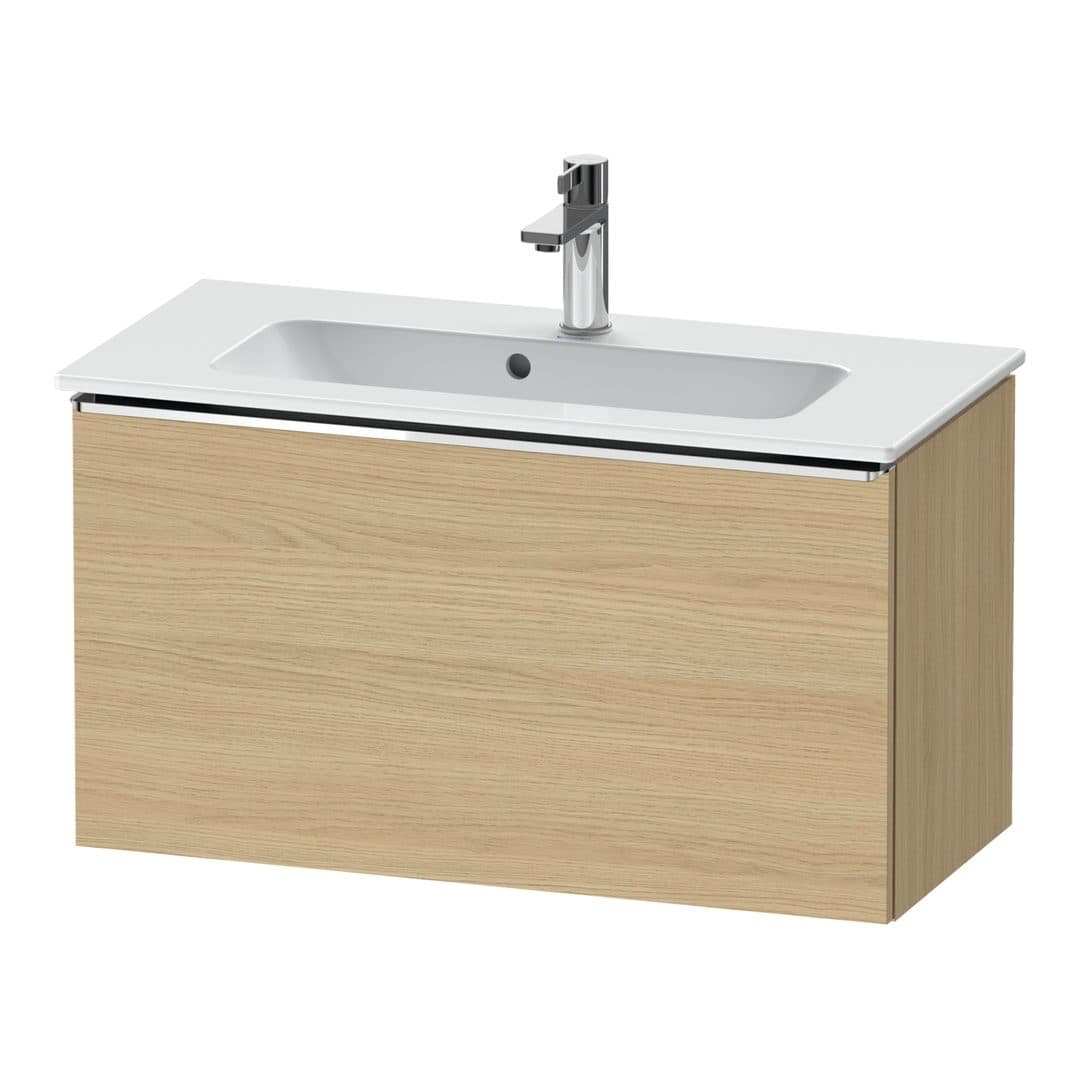 Duravit D-Neo – Έπιπλο Νιπτήρα – 810 mm, 1 συρτάρι, νιπτήρας κέντρο, Compact, Chrome High Gloss – Natural oak, Decor (DE4269010300000)