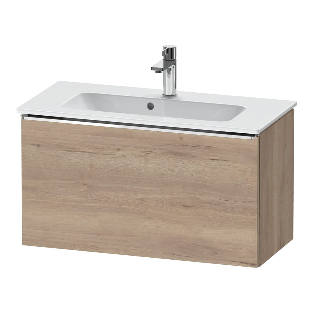 Duravit D-Neo – Έπιπλο Νιπτήρα – 810 mm, 1 συρτάρι, νιπτήρας κέντρο, Compact, Chrome High Gloss – Marbled Oak Matt, Decor (DE4269010550000)