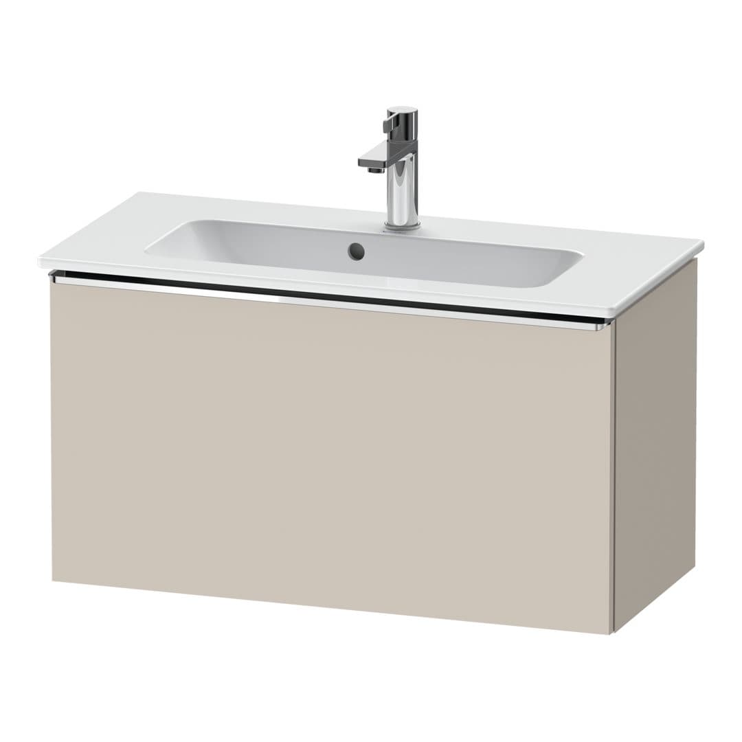 Duravit D-Neo – Έπιπλο Νιπτήρα – 810 mm, 1 συρτάρι, νιπτήρας κέντρο, Compact, Chrome High Gloss – Taupe Matt, Decor (DE4269010910000)