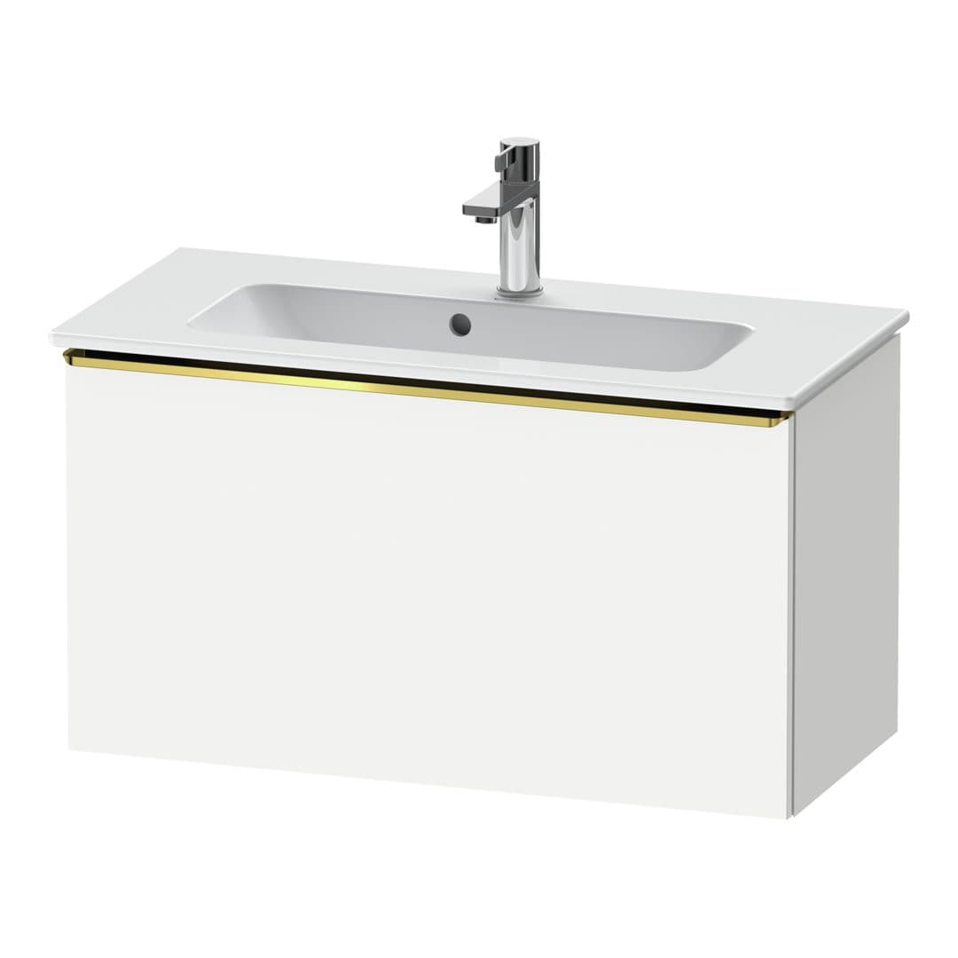 Duravit D-Neo – Έπιπλο Νιπτήρα – 810 mm, 1 συρτάρι, νιπτήρας κέντρο, Compact, Gold Polished – White Matt, Decor (DE4269034180000)