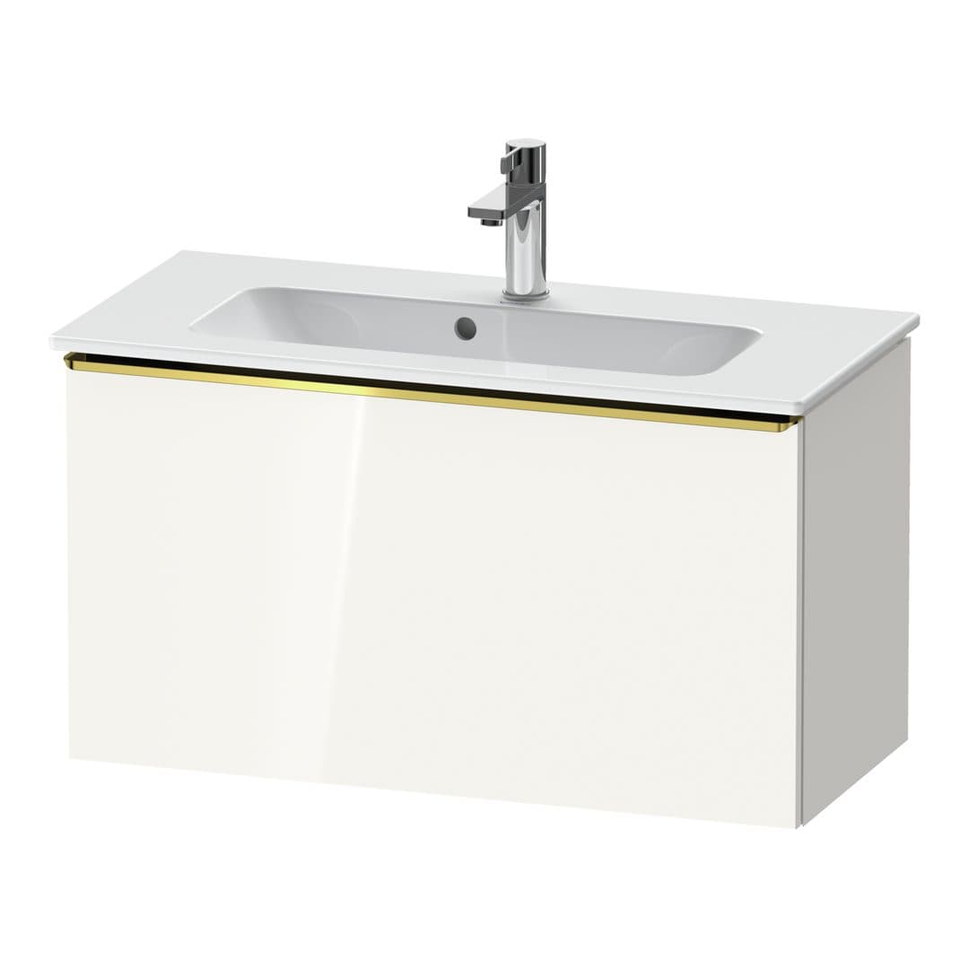 Duravit D-Neo – Έπιπλο Νιπτήρα – 810 mm, 1 συρτάρι, νιπτήρας κέντρο, Compact, Gold Polished – White High Gloss, Decor (DE4269034220000)