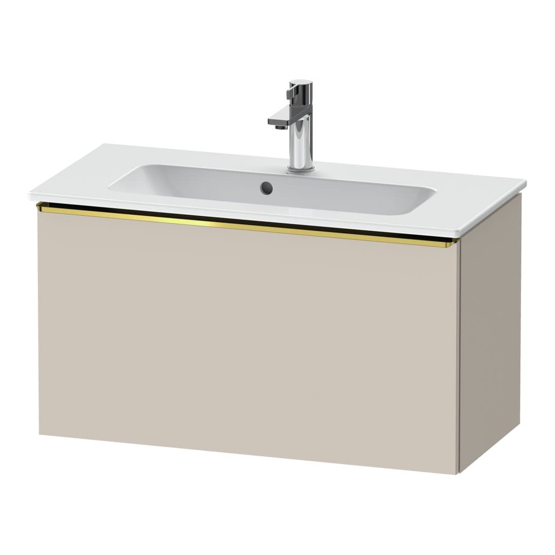 Duravit D-Neo – Έπιπλο Νιπτήρα – 810 mm, 1 συρτάρι, νιπτήρας κέντρο, Compact, Gold Polished – Taupe Matt, Decor (DE4269034910000)
