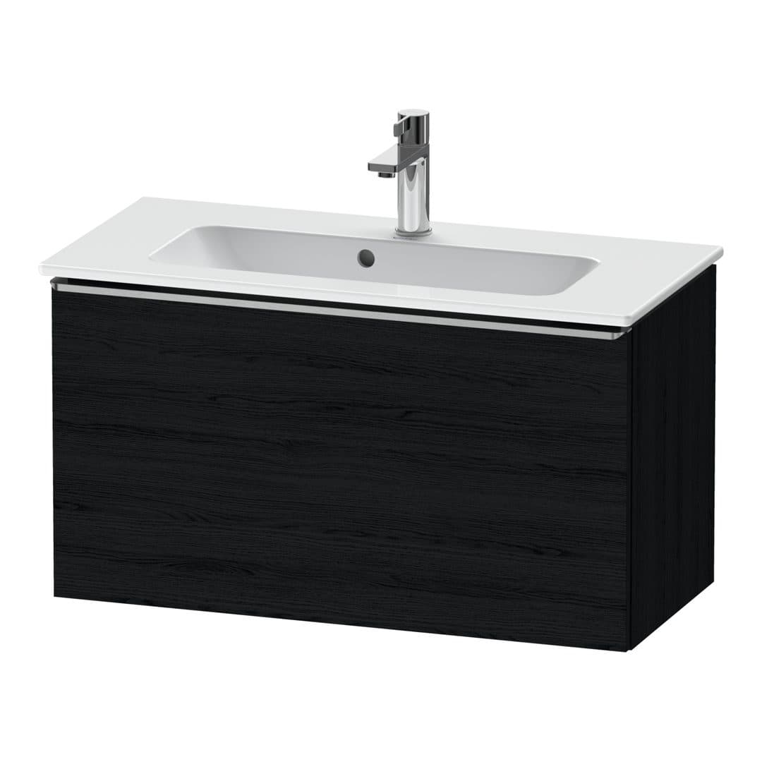 Duravit D-Neo – Έπιπλο Νιπτήρα – 810 mm, 1 συρτάρι, νιπτήρας κέντρο, Compact, Stainless steel Brushed – Black oak Matt, Decor (DE4269070160000)
