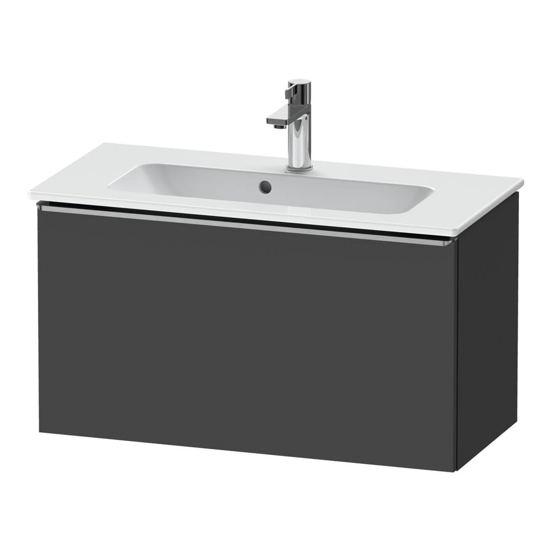Duravit D-Neo – Έπιπλο Νιπτήρα – 810 mm, 1 συρτάρι, νιπτήρας κέντρο, Compact, Stainless steel Brushed – Graphite Matt, Decor (DE4269070490000)