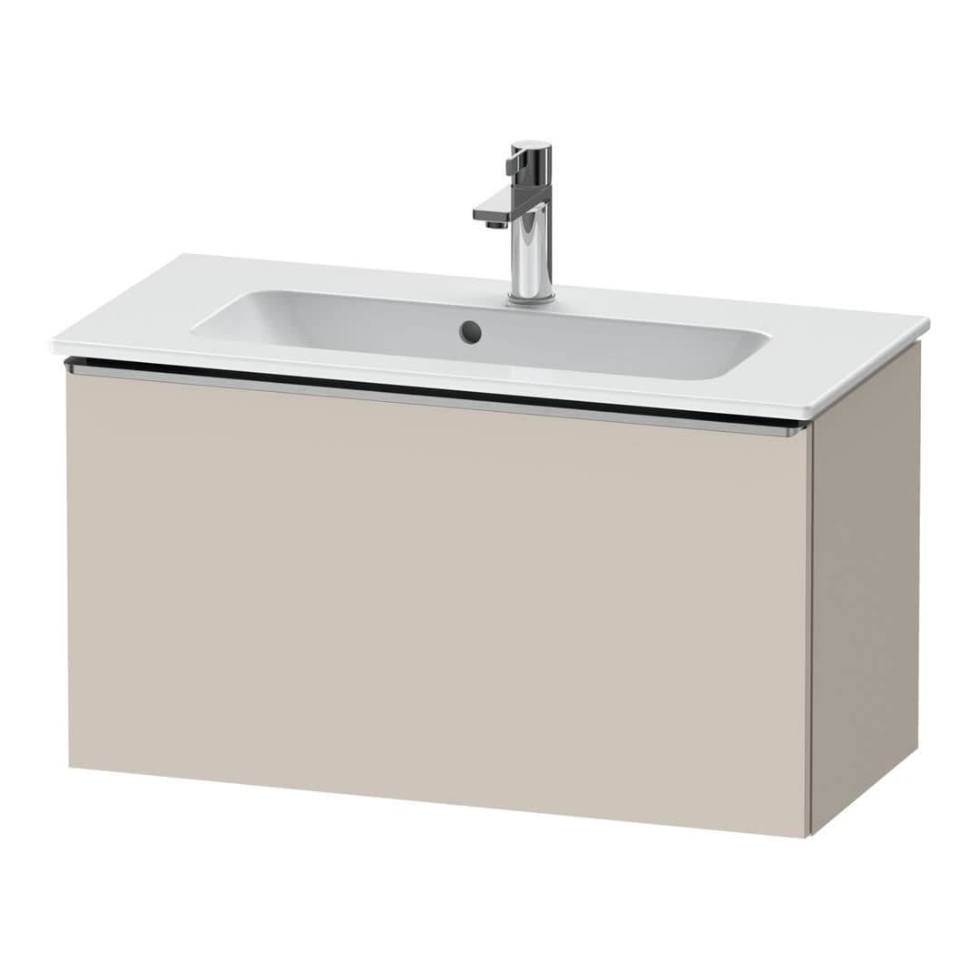 Duravit D-Neo – Έπιπλο Νιπτήρα – 810 mm, 1 συρτάρι, νιπτήρας κέντρο, Compact, Stainless steel Brushed – Taupe Matt, Decor (DE4269070910000)