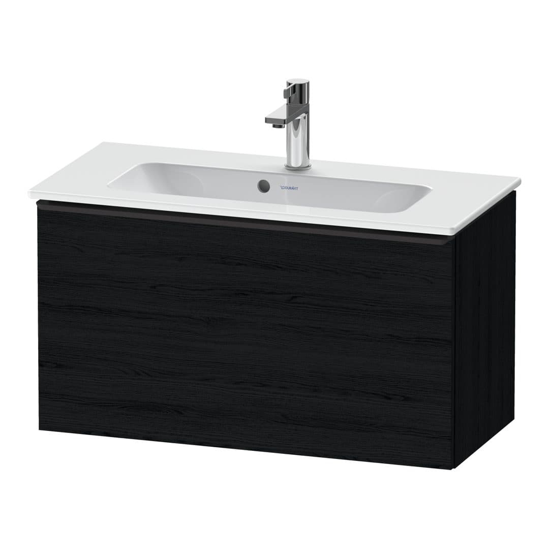 Duravit D-Neo – Έπιπλο Νιπτήρα – 810 mm, 1 συρτάρι, νιπτήρας κέντρο, Compact, Diamond black Matt – Black oak Matt, Decor (DE42690BD160000)