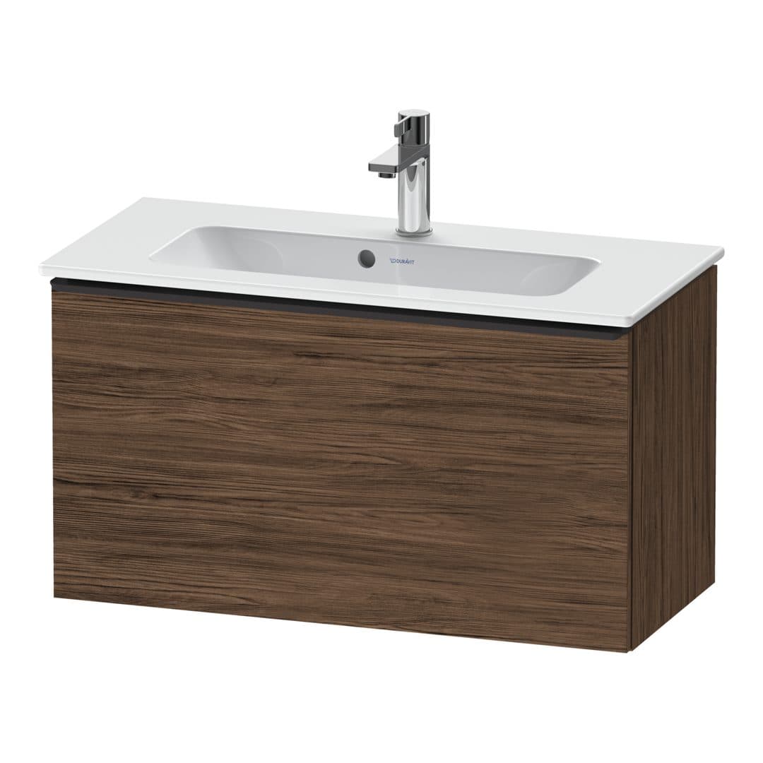 Duravit D-Neo – Έπιπλο Νιπτήρα – 810 mm, 1 συρτάρι, νιπτήρας κέντρο, Compact, Diamond black Matt – Walnut dark Matt, Decor (DE42690BD210000)