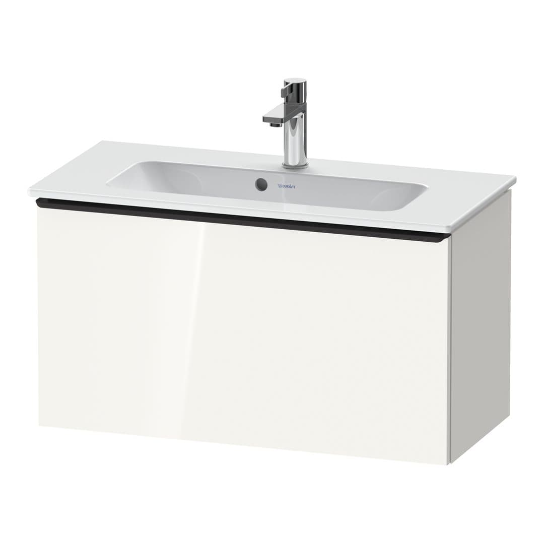 Duravit D-Neo – Έπιπλο Νιπτήρα – 810 mm, 1 συρτάρι, νιπτήρας κέντρο, Compact, Diamond black Matt – White High Gloss, Decor (DE42690BD220000)
