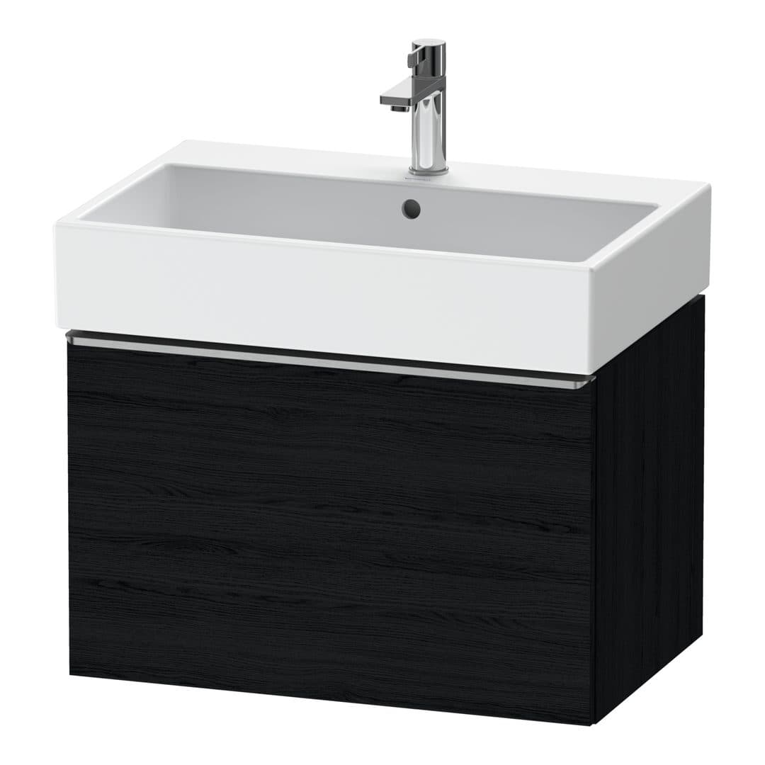 Duravit D-Neo – Έπιπλο Νιπτήρα – 684 mm, 1 συρτάρι, νιπτήρας κέντρο, Stainless steel Brushed – Black oak Matt, Decor (DE4272070160000)