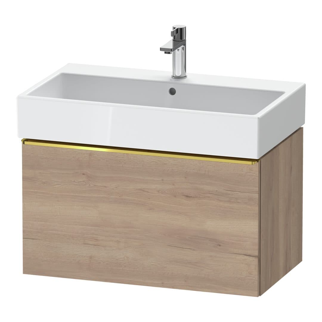 Duravit D-Neo – Έπιπλο Νιπτήρα – 784 mm, 1 συρτάρι, νιπτήρας κέντρο, 784 x 442 x 440 mm, Gold Polished – Marbled Oak Matt, Decor (DE4273034550000)