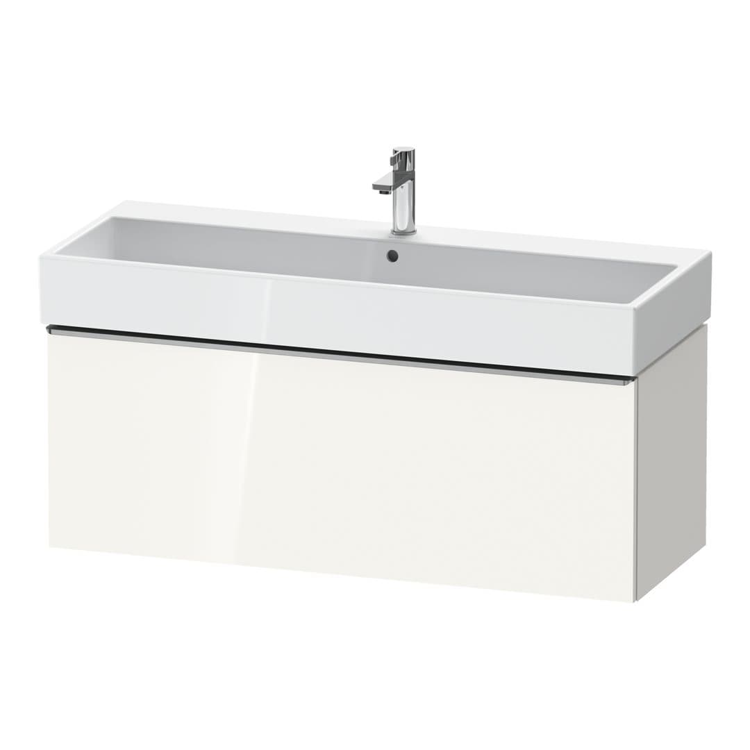 Duravit D-Neo – Έπιπλο Νιπτήρα – 1184 mm, 1 συρτάρι, νιπτήρας κέντρο, 1184 x 442 x 440 mm, Stainless steel Brushed – White High Gloss, Decor (DE4275070220000)