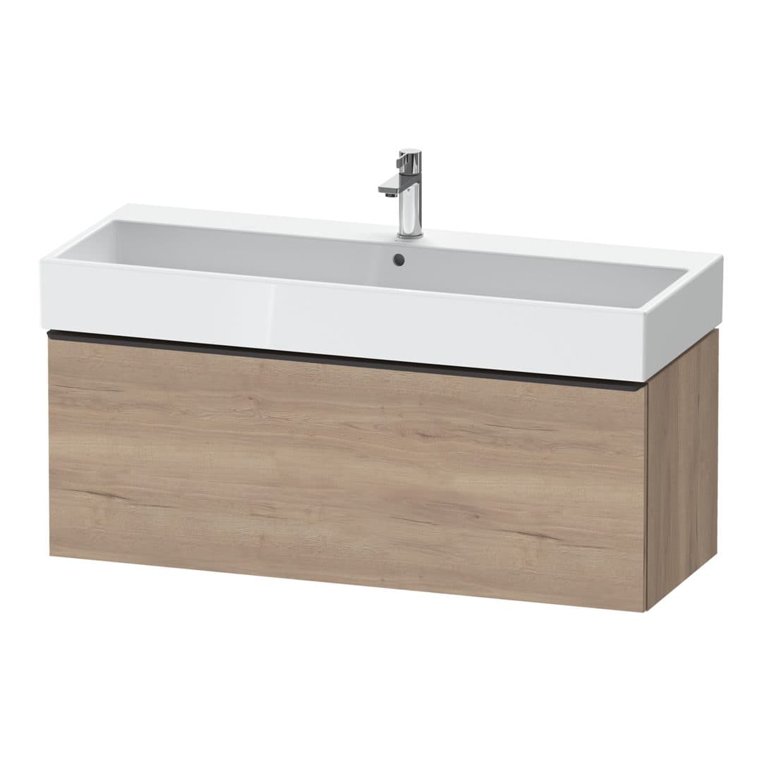 Duravit D-Neo – Έπιπλο Νιπτήρα – 1184 mm, 1 συρτάρι, νιπτήρας κέντρο, 1184 x 442 x 440 mm, Diamond black Matt – Marbled Oak Matt, Decor (DE42750BD550000)