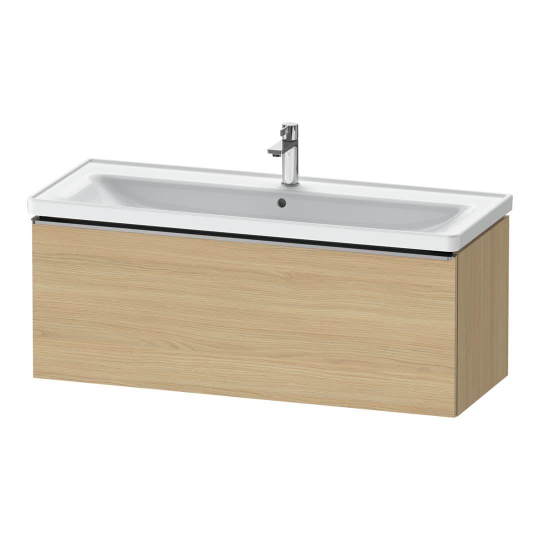 Duravit D-Neo – Έπιπλο Νιπτήρα – 1184 mm, 1 συρτάρι, νιπτήρας κέντρο, 1184 x 452 x 440 mm, Stainless steel Brushed – Natural oak, Decor (DE4291070300000)