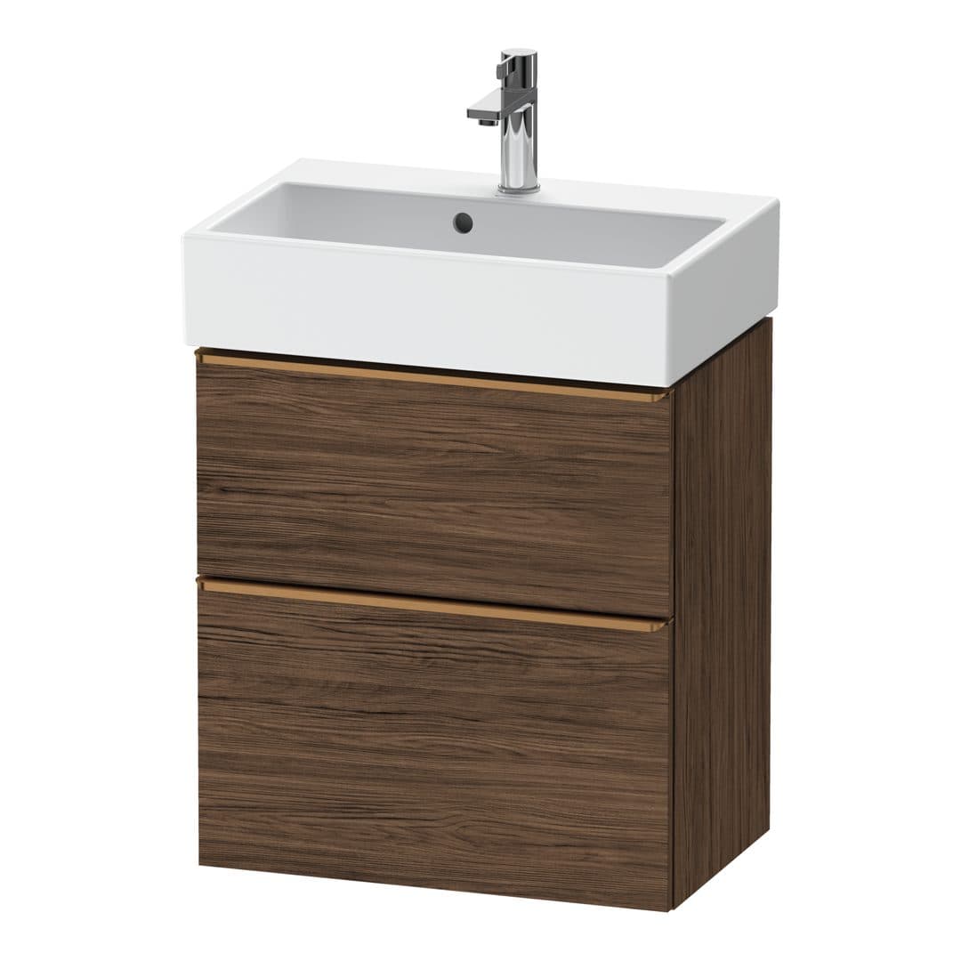 Duravit D-Neo – Έπιπλο Νιπτήρα – 584 mm, 2 συρτάρια, νιπτήρας κέντρο, Compact, Bronze Brushed – Walnut dark Matt, Decor (DE4329004210000)