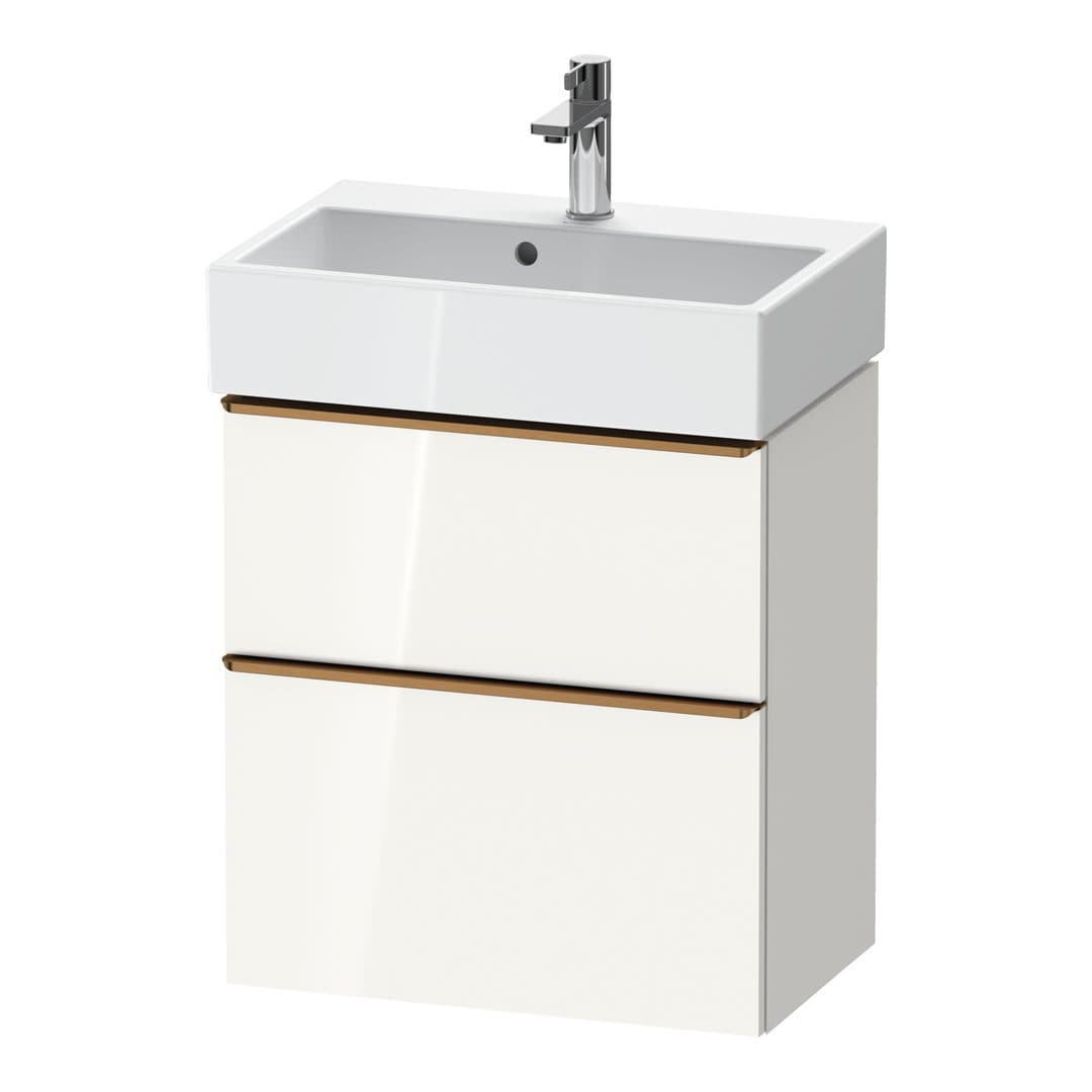 Duravit D-Neo – Έπιπλο Νιπτήρα – 584 mm, 2 συρτάρια, νιπτήρας κέντρο, Compact, Bronze Brushed – White High Gloss, Decor (DE4329004220000)