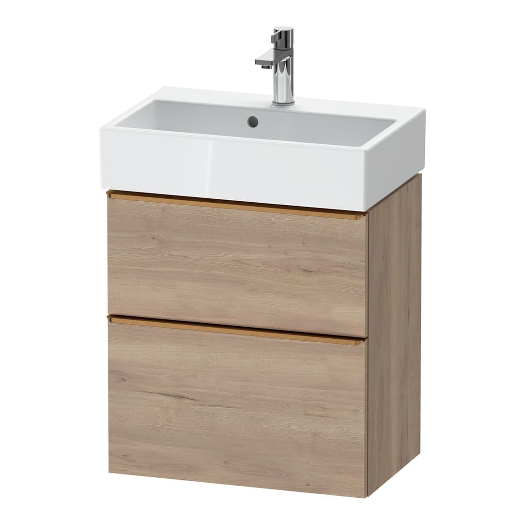 Duravit D-Neo – Έπιπλο Νιπτήρα – 584 mm, 2 συρτάρια, νιπτήρας κέντρο, Compact, Bronze Brushed – Marbled Oak Matt, Decor (DE4329004550000)