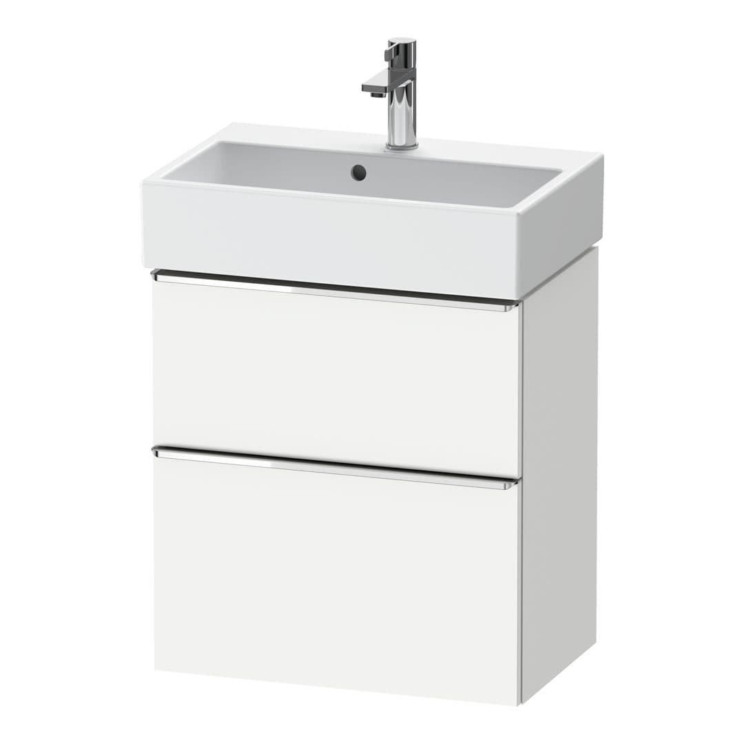Duravit D-Neo – Έπιπλο Νιπτήρα – 584 mm, 2 συρτάρια, νιπτήρας κέντρο, Compact, Chrome High Gloss – White Matt, Decor (DE4329010180000)