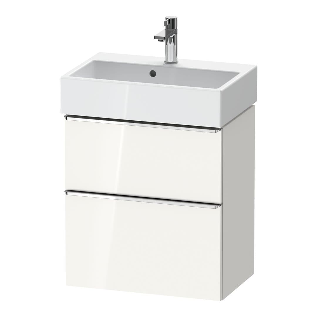 Duravit D-Neo – Έπιπλο Νιπτήρα – 584 mm, 2 συρτάρια, νιπτήρας κέντρο, Compact, Chrome High Gloss – White High Gloss, Decor (DE4329010220000)