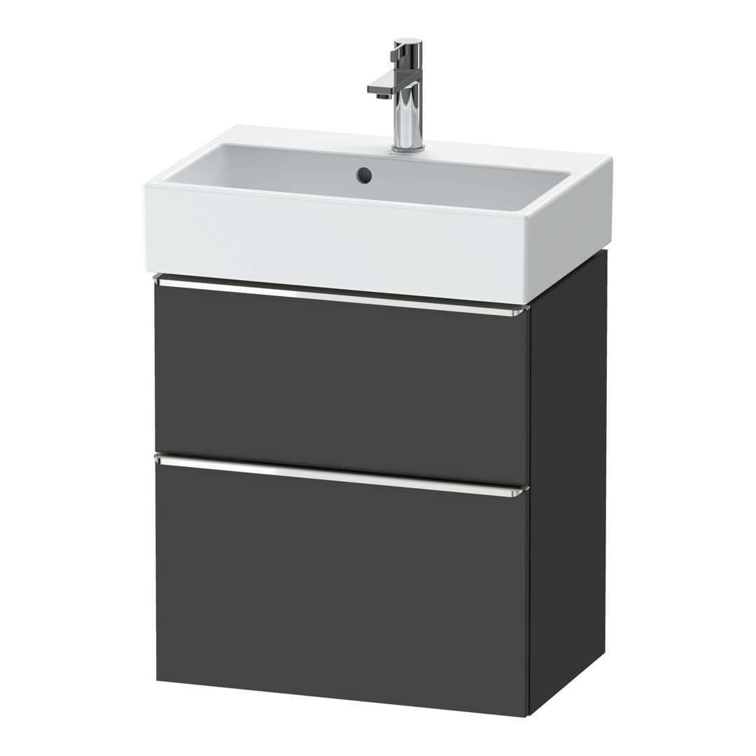 Duravit D-Neo – Έπιπλο Νιπτήρα – 584 mm, 2 συρτάρια, νιπτήρας κέντρο, Compact, Chrome High Gloss – Graphite Matt, Decor (DE4329010490000)