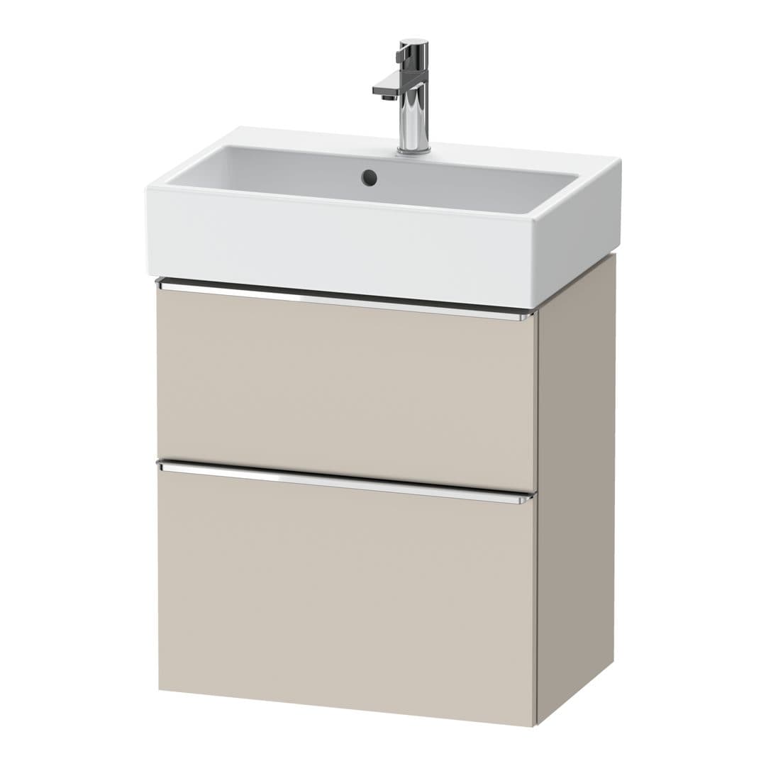 Duravit D-Neo – Έπιπλο Νιπτήρα – 584 mm, 2 συρτάρια, νιπτήρας κέντρο, Compact, Chrome High Gloss – Taupe Matt, Decor (DE4329010910000)