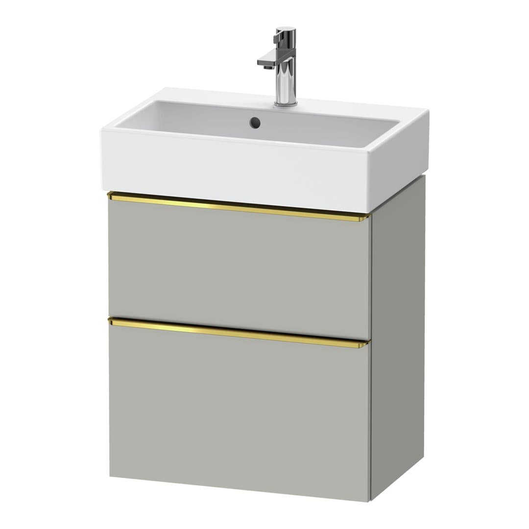 Duravit D-Neo – Έπιπλο Νιπτήρα – 584 mm, 2 συρτάρια, νιπτήρας κέντρο, Compact, Gold Polished – Concrete grey Matt, Decor (DE4329034070000)