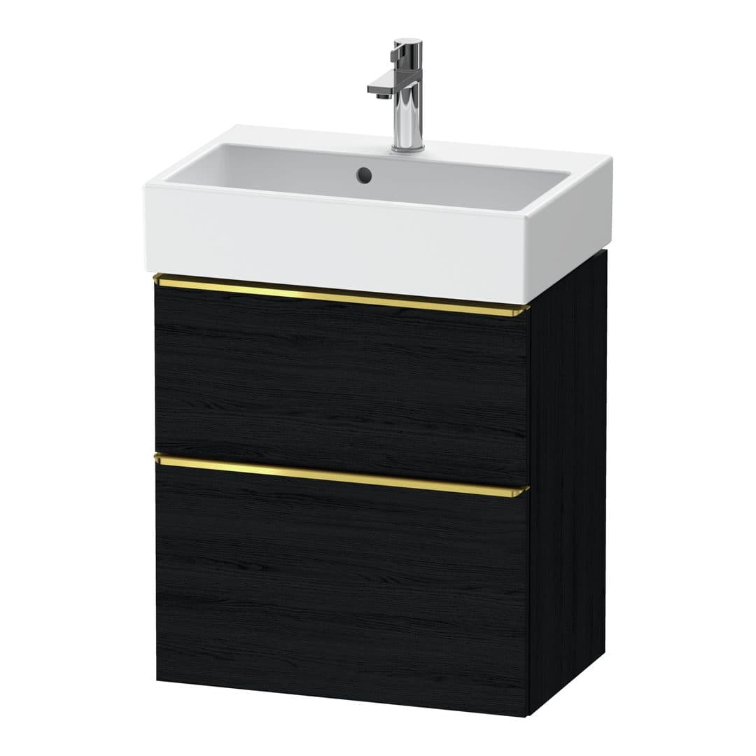Duravit D-Neo – Έπιπλο Νιπτήρα – 584 mm, 2 συρτάρια, νιπτήρας κέντρο, Compact, Gold Polished – Black oak Matt, Decor (DE4329034160000)