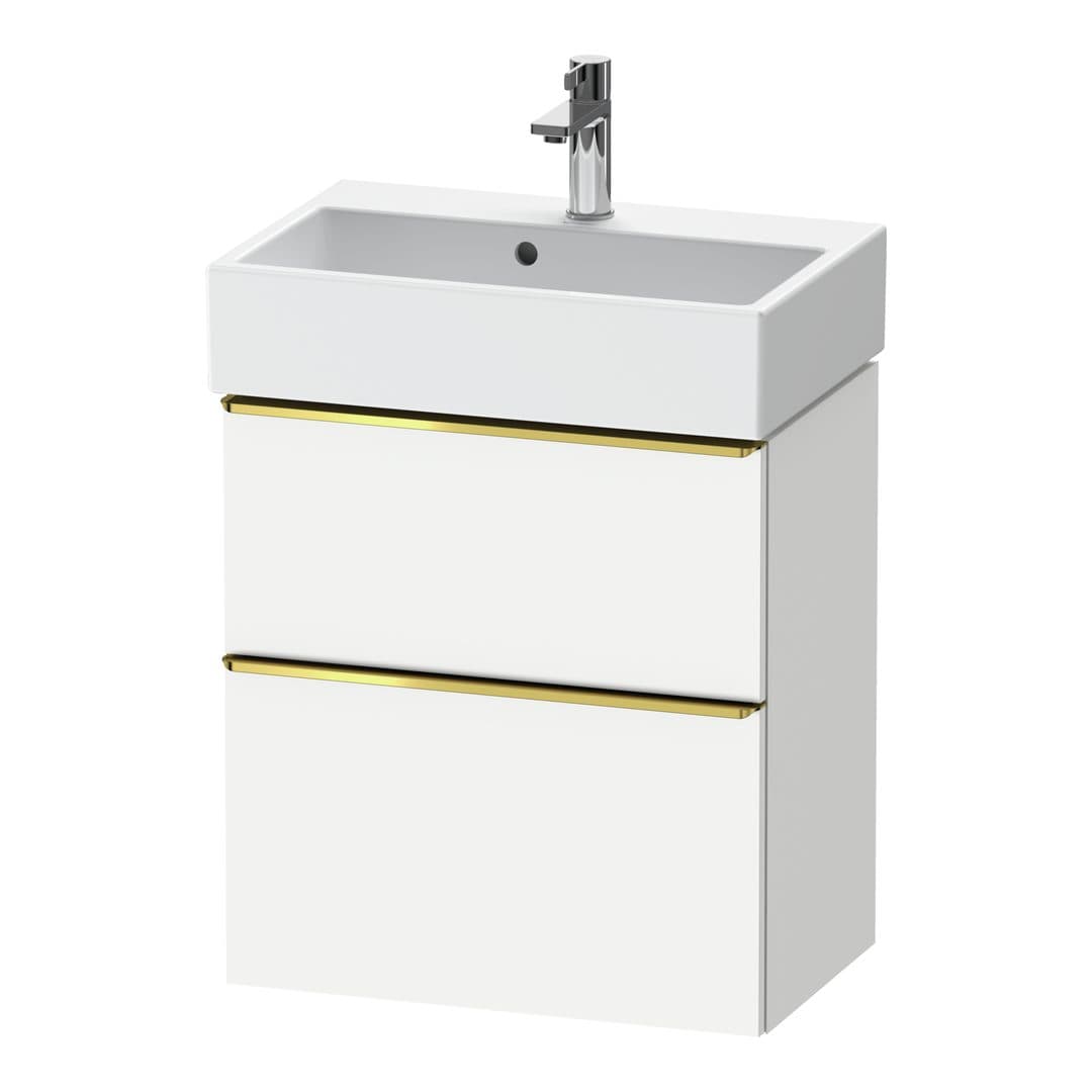 Duravit D-Neo – Έπιπλο Νιπτήρα – 584 mm, 2 συρτάρια, νιπτήρας κέντρο, Compact, Gold Polished – White Matt, Decor (DE4329034180000)