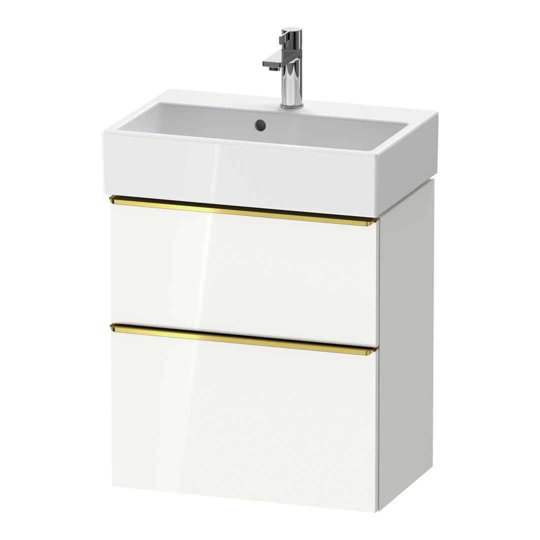 Duravit D-Neo – Έπιπλο Νιπτήρα – 584 mm, 2 συρτάρια, νιπτήρας κέντρο, Compact, Gold Polished – White High Gloss, Decor (DE4329034220000)