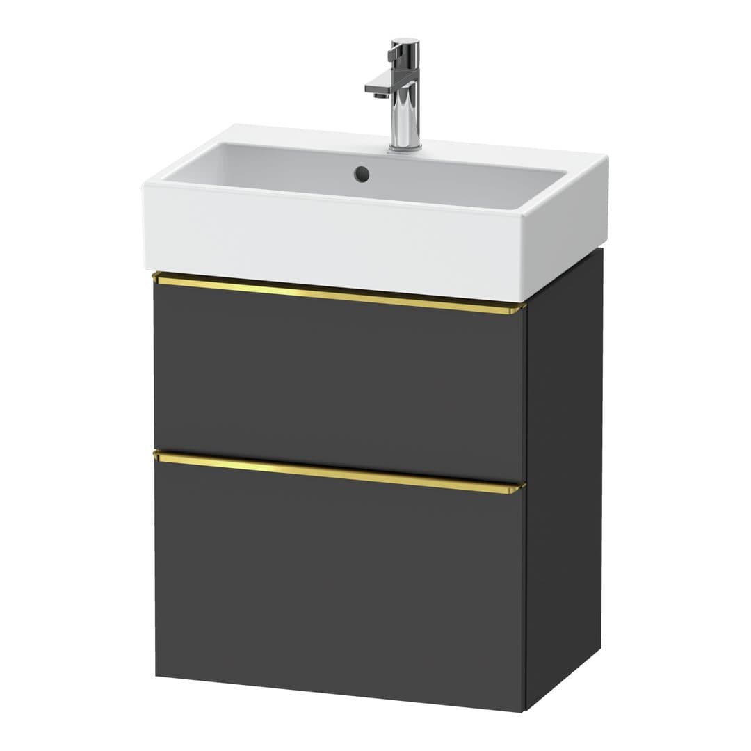 Duravit D-Neo – Έπιπλο Νιπτήρα – 584 mm, 2 συρτάρια, νιπτήρας κέντρο, Compact, Gold Polished – Graphite Matt, Decor (DE4329034490000)