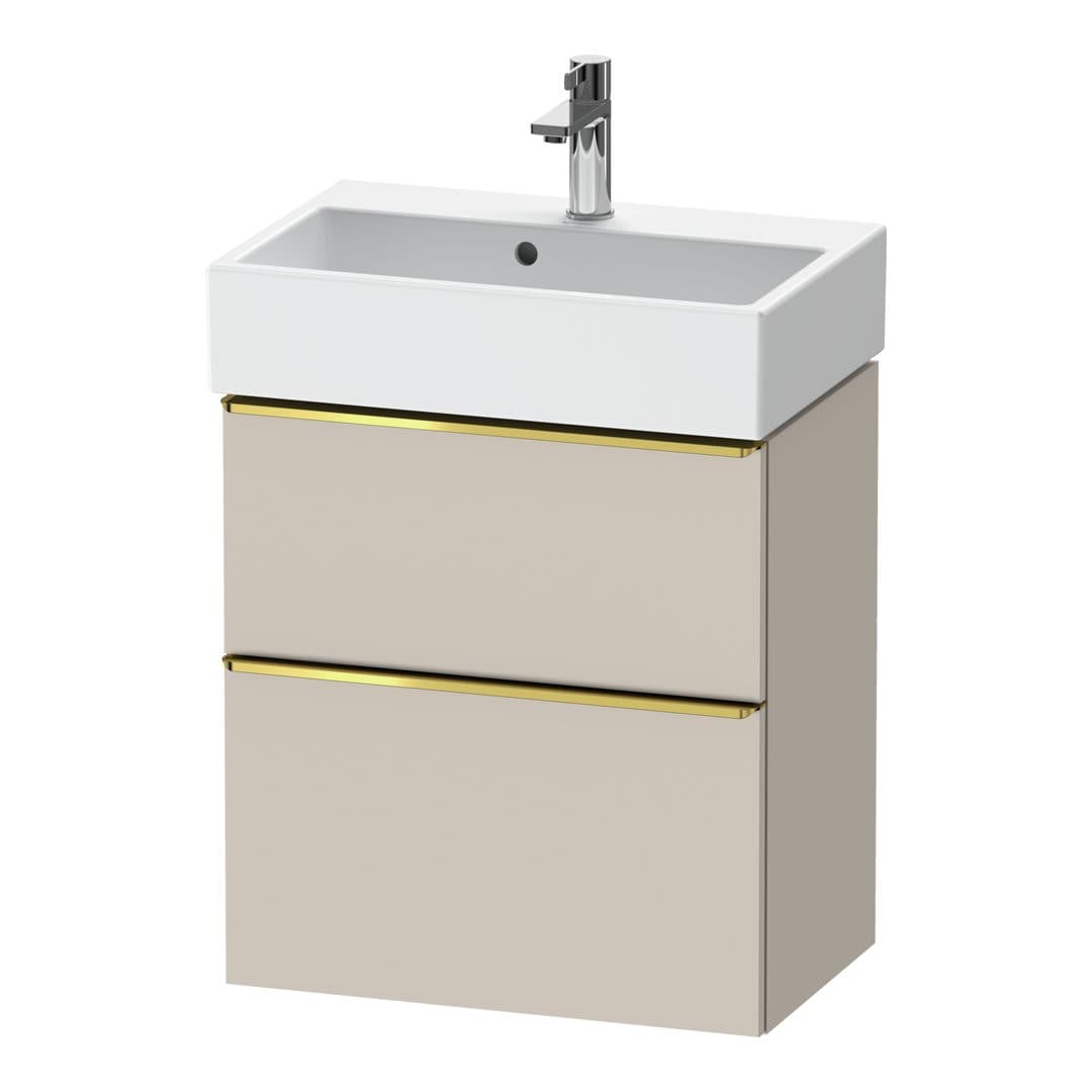 Duravit D-Neo – Έπιπλο Νιπτήρα – 584 mm, 2 συρτάρια, νιπτήρας κέντρο, Compact, Gold Polished – Taupe Matt, Decor (DE4329034910000)