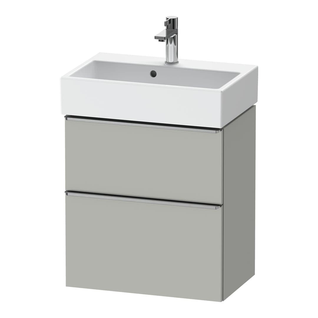 Duravit D-Neo – Έπιπλο Νιπτήρα – 584 mm, 2 συρτάρια, νιπτήρας κέντρο, Compact, Stainless steel Brushed – Concrete grey Matt, Decor (DE4329070070000)