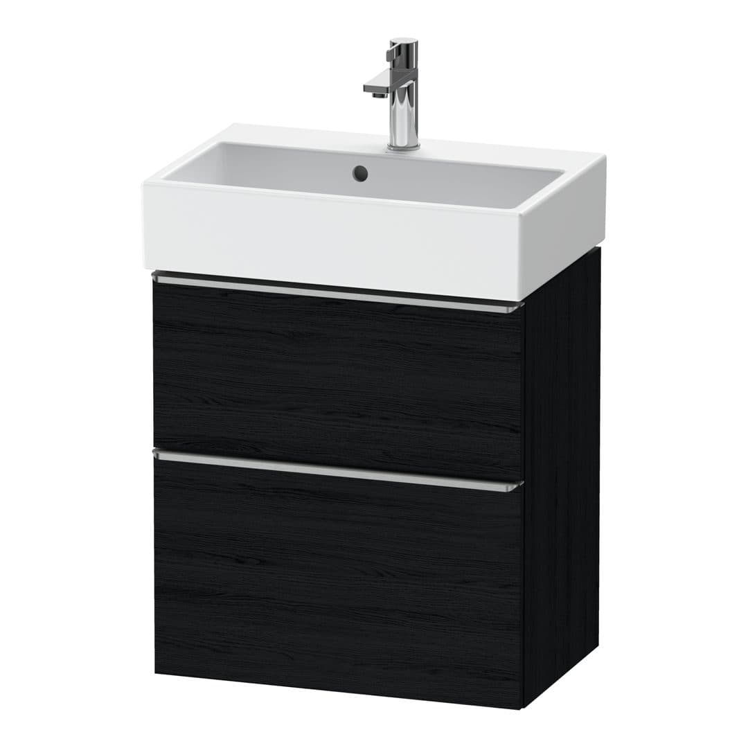 Duravit D-Neo – Έπιπλο Νιπτήρα – 584 mm, 2 συρτάρια, νιπτήρας κέντρο, Compact, Stainless steel Brushed – Black oak Matt, Decor (DE4329070160000)