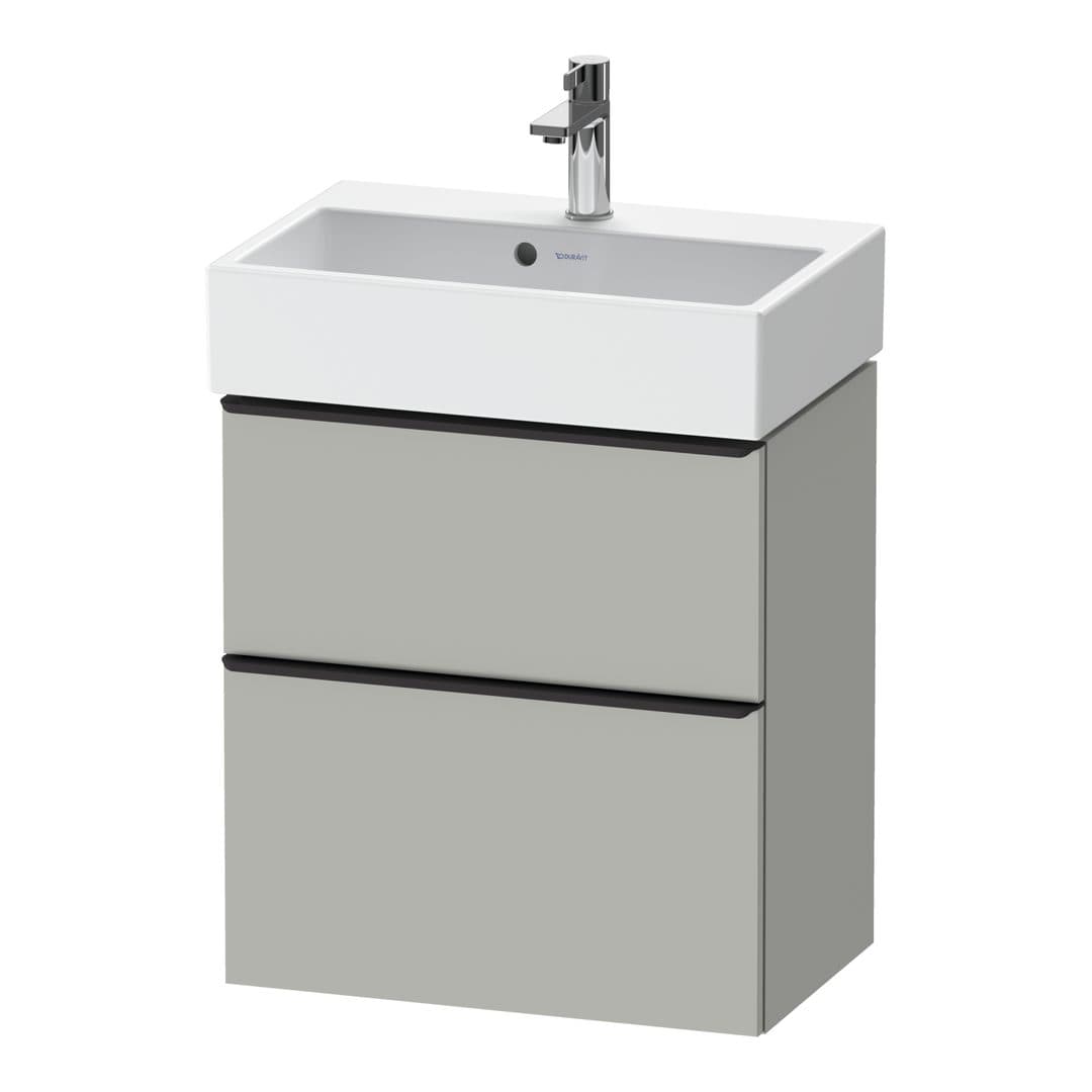 Duravit D-Neo – Έπιπλο Νιπτήρα – 584 mm, 2 συρτάρια, νιπτήρας κέντρο, Compact, Diamond black Matt – Concrete grey Matt, Decor (DE43290BD070000)