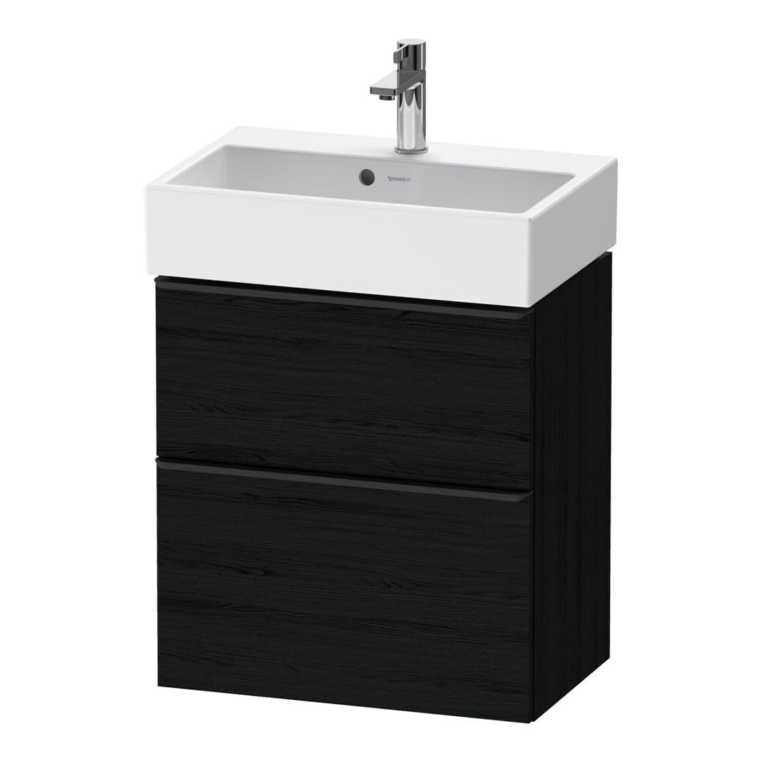Duravit D-Neo – Έπιπλο Νιπτήρα – 584 mm, 2 συρτάρια, νιπτήρας κέντρο, Compact, Diamond black Matt – Black oak Matt, Decor (DE43290BD160000)