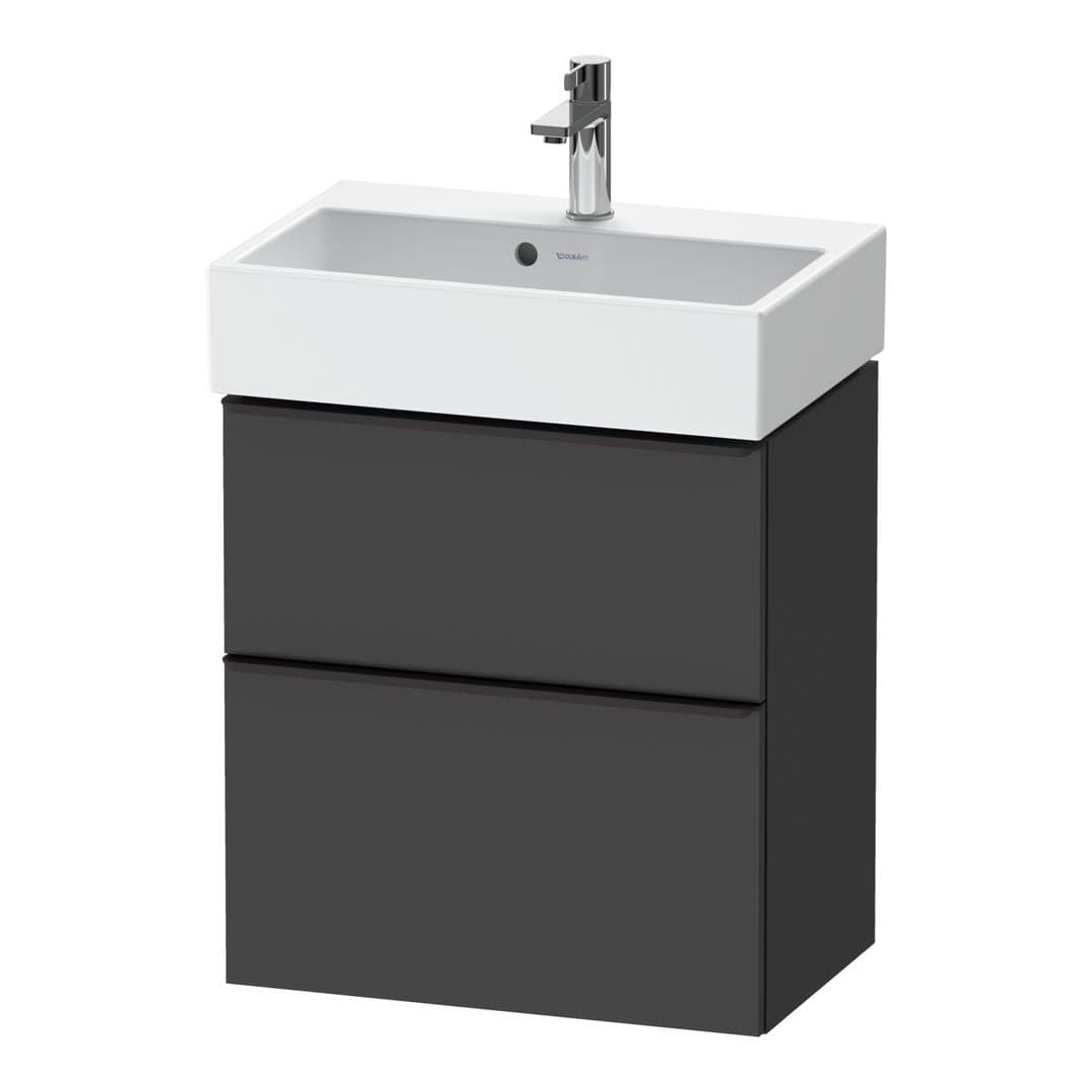 Duravit D-Neo – Έπιπλο Νιπτήρα – 584 mm, 2 συρτάρια, νιπτήρας κέντρο, Compact, Diamond black Matt – Graphite Matt, Decor (DE43290BD490000)