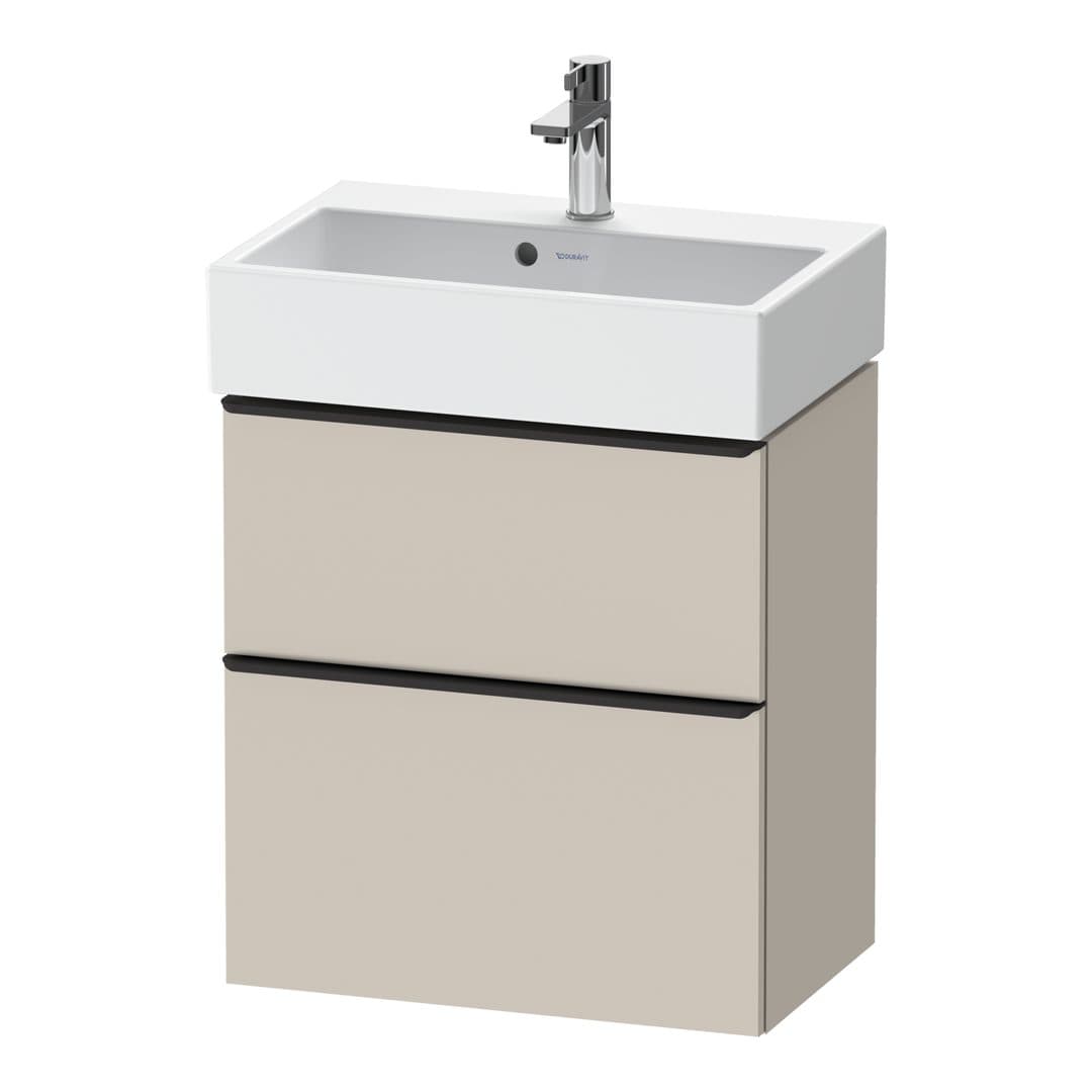 Duravit D-Neo – Έπιπλο Νιπτήρα – 584 mm, 2 συρτάρια, νιπτήρας κέντρο, Compact, Diamond black Matt – Taupe Matt, Decor (DE43290BD910000)