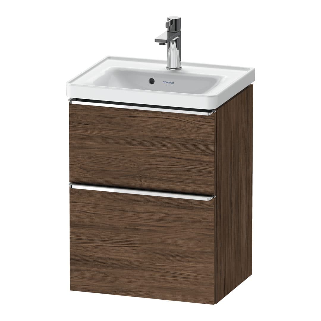 Duravit D-Neo – Έπιπλο Νιπτήρα – 484 mm, 2 συρτάρια, νιπτήρας κέντρο, 484 x 372 x 625 mm, Chrome High Gloss – Walnut dark Matt, Decor (DE4350010210000)