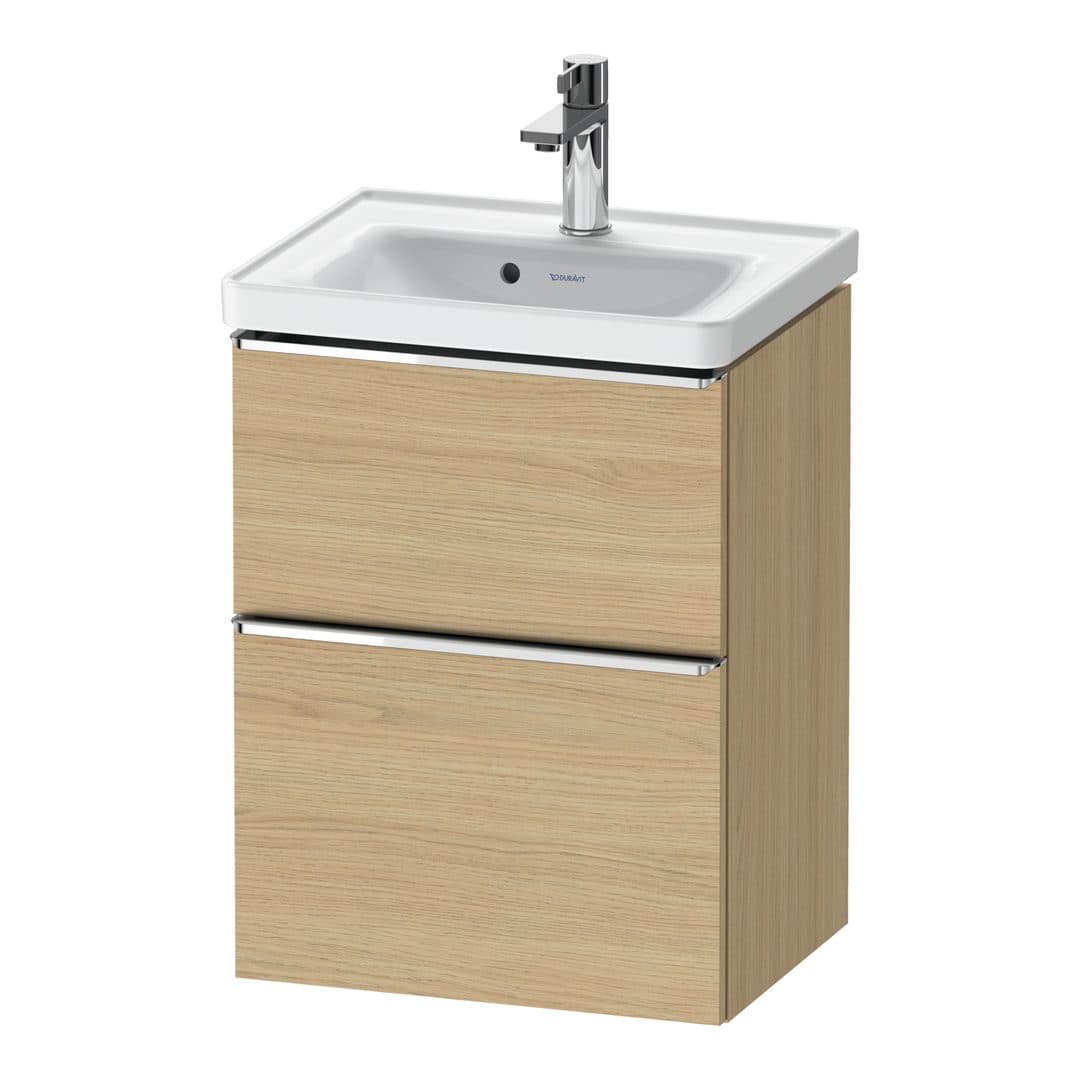 Duravit D-Neo – Έπιπλο Νιπτήρα – 484 mm, 2 συρτάρια, νιπτήρας κέντρο, 484 x 372 x 625 mm, Chrome High Gloss – Natural oak, Decor (DE4350010300000)