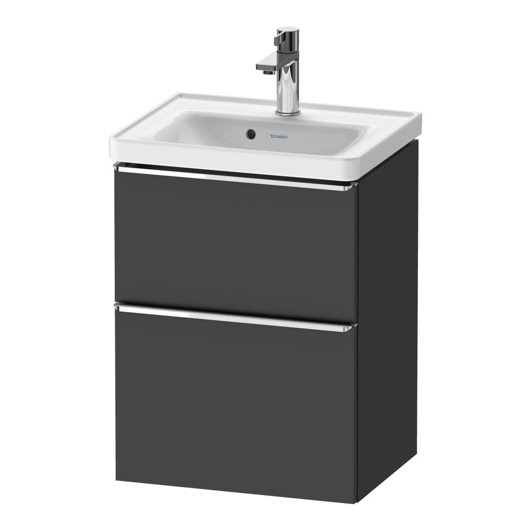 Duravit D-Neo – Έπιπλο Νιπτήρα – 484 mm, 2 συρτάρια, νιπτήρας κέντρο, 484 x 372 x 625 mm, Chrome High Gloss – Graphite Matt, Decor (DE4350010490000)