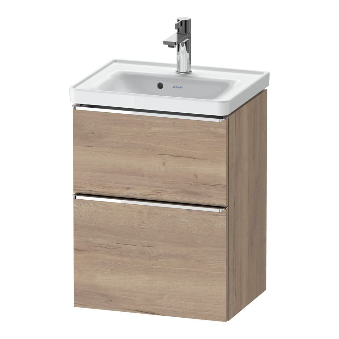 Duravit D-Neo – Έπιπλο Νιπτήρα – 484 mm, 2 συρτάρια, νιπτήρας κέντρο, 484 x 372 x 625 mm, Chrome High Gloss – Marbled Oak Matt, Decor (DE4350010550000)