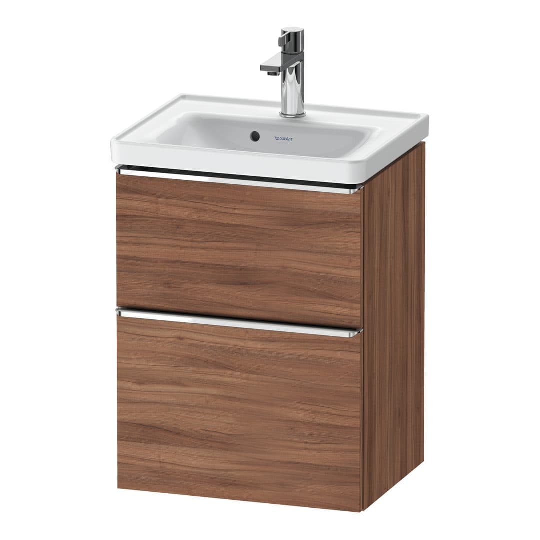Duravit D-Neo – Έπιπλο Νιπτήρα – 484 mm, 2 συρτάρια, νιπτήρας κέντρο, 484 x 372 x 625 mm, Chrome High Gloss – Walnut Matt, Decor (DE4350010790000)