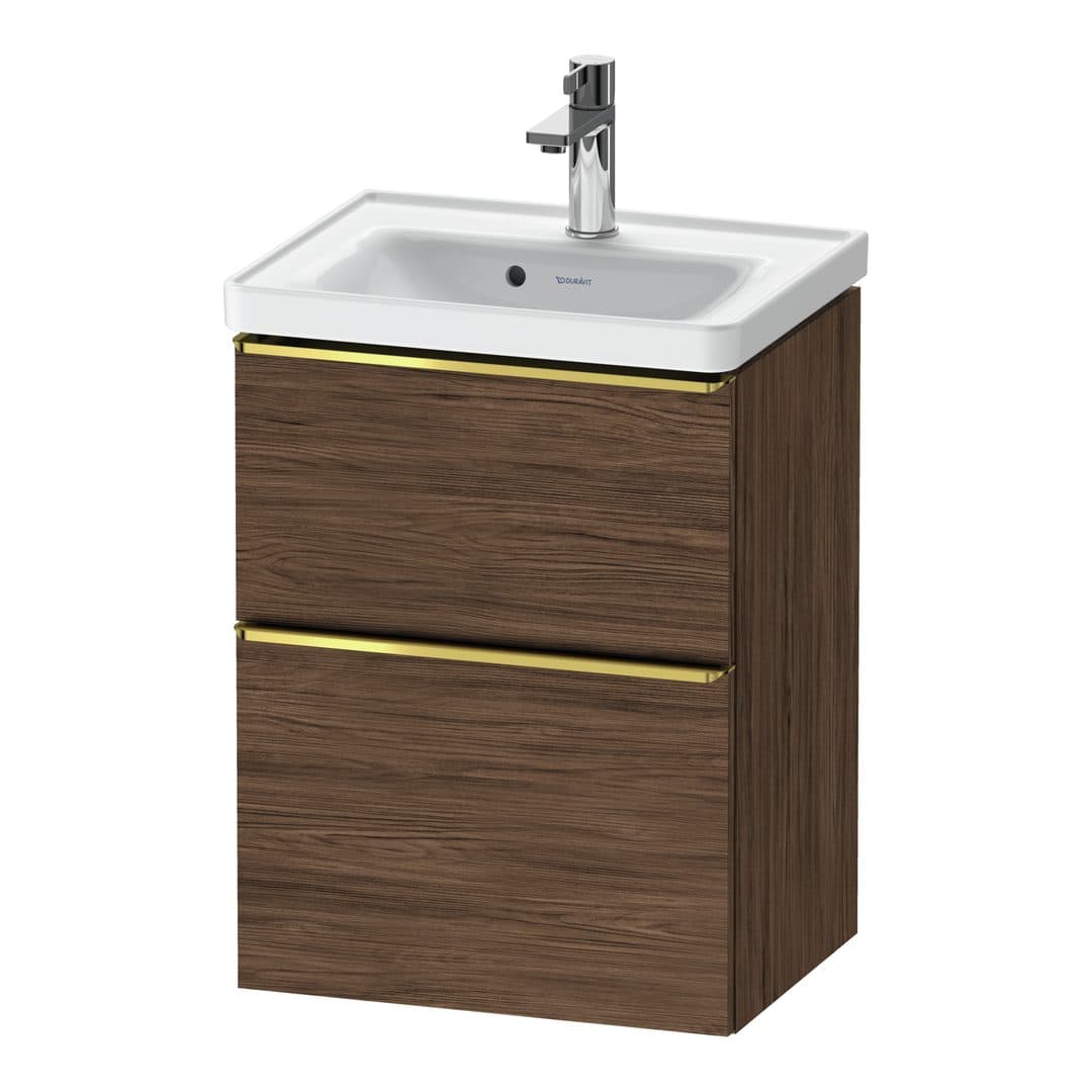 Duravit D-Neo – Έπιπλο Νιπτήρα – 484 mm, 2 συρτάρια, νιπτήρας κέντρο, 484 x 372 x 625 mm, Gold Polished – Walnut dark Matt, Decor (DE4350034210000)