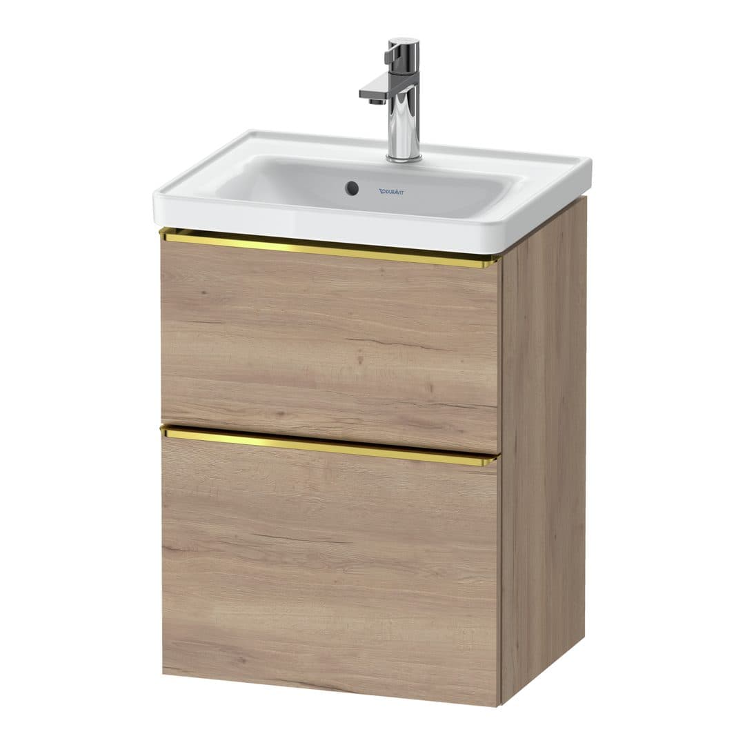 Duravit D-Neo – Έπιπλο Νιπτήρα – 484 mm, 2 συρτάρια, νιπτήρας κέντρο, 484 x 372 x 625 mm, Gold Polished – Marbled Oak Matt, Decor (DE4350034550000)