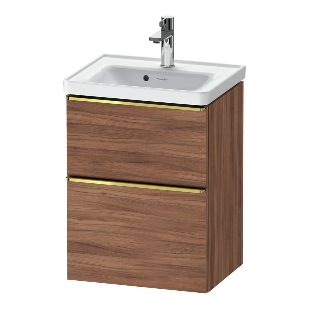 Duravit D-Neo – Έπιπλο Νιπτήρα – 484 mm, 2 συρτάρια, νιπτήρας κέντρο, 484 x 372 x 625 mm, Gold Polished – Walnut Matt, Decor (DE4350034790000)